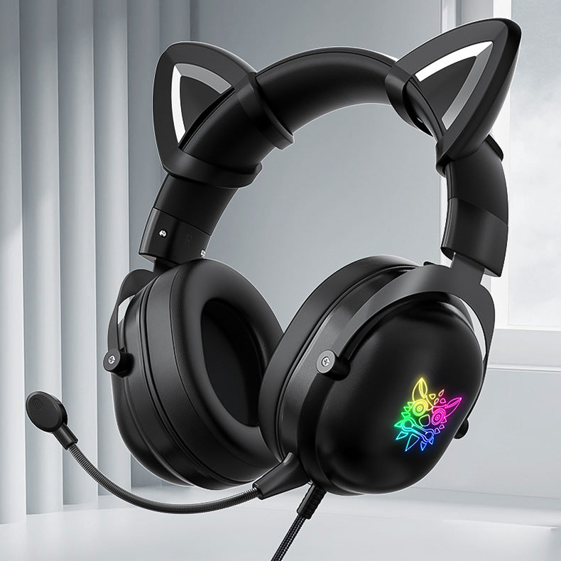 Cross-border Hot Sale ONIKUMA X11 Cat Ear Headset RGB Lighting Computer Live Gaming Gaming Headphones